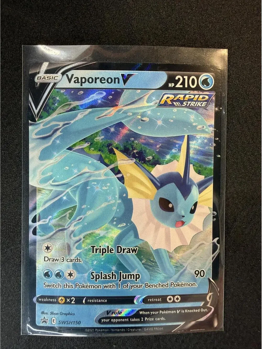 Rare Vaporeon V Pokémon Card - Rapid strike promo
